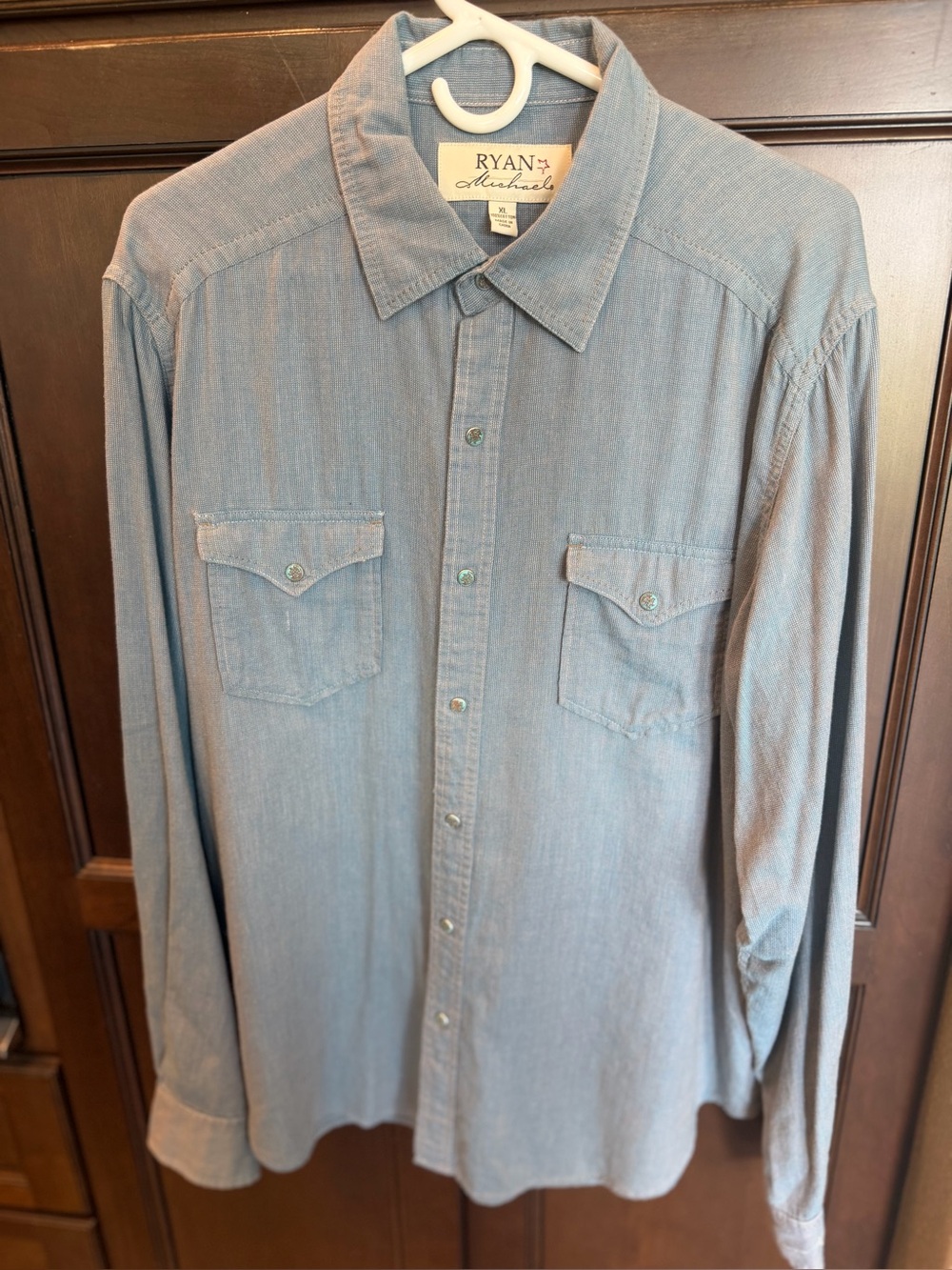 Ryan Michael long-sleeve western button-down shirt blue Xl